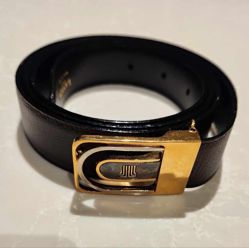 BNWOT LANVIN PARIS Brown Pebbled Texture Leather Belt Made Italy sz 42 / 105 cm